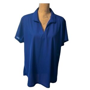 Port Authority dark blue v-neck collared shirt. EUC.